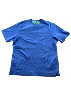 Tommy Bahama T-Shirt Small Blue Crewneck 100% Cotton Short Sleeve Pocket Tee